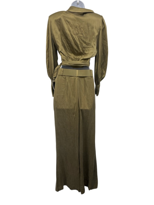 Zimmermann Size 0 Olive Green Silk Long Sleeve Belted Top & Pants Pant Set Olive Green / 0