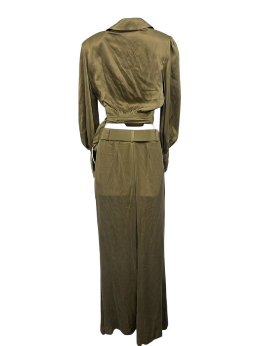 Zimmermann Size 0 Olive Green Silk Long Sleeve Belted Top & Pants Pant Set Olive Green / 0
