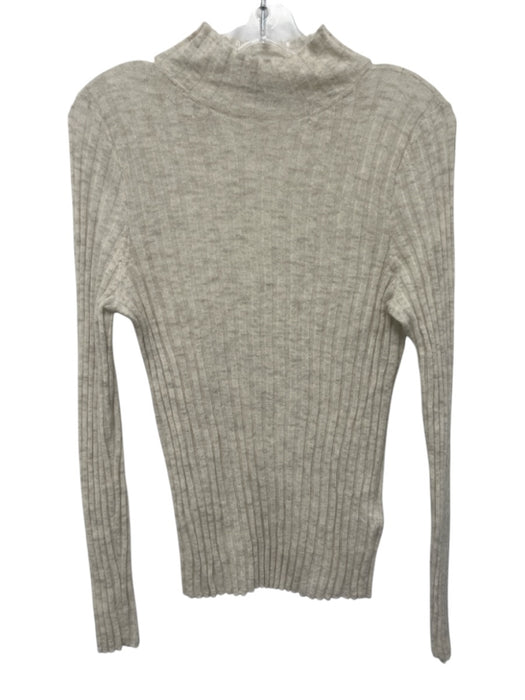 Madewell Size L Cream Alpaca Ribbed Mock Neck Long Sleeve Top Cream / L