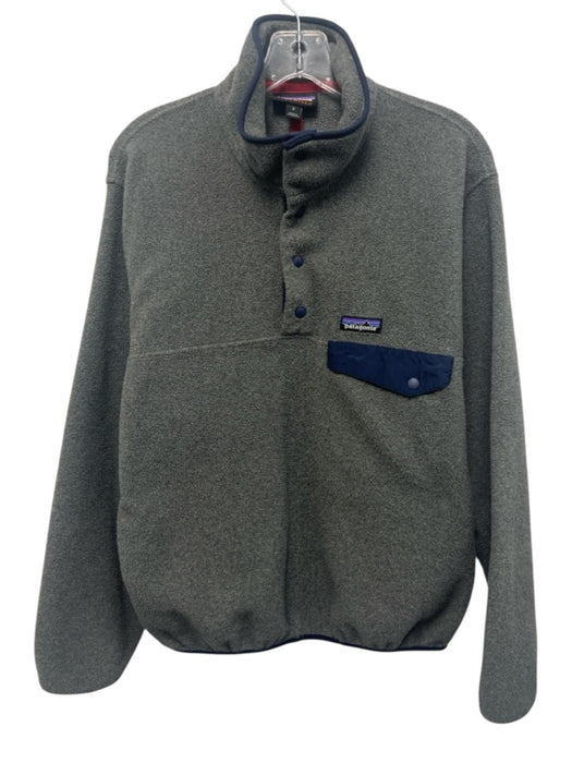 Patagonia Size S Gray & Navy Polyester Quarter Button Long Sleeve Jacket Gray & Navy / S