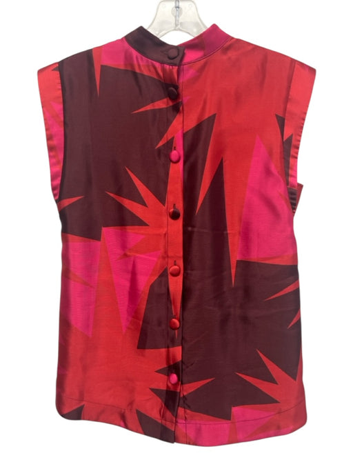Crosby Size XXS Pink, Red, Purple Poly & Rayon Cap Sleeve All Over Print Top Pink, Red, Purple / XXS