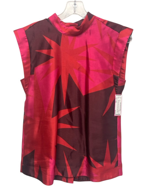 Crosby Size XXS Pink, Red, Purple Poly & Rayon Cap Sleeve All Over Print Top Pink, Red, Purple / XXS