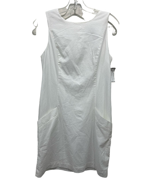 Southern Tide Size 2 White Cotton Blend Round Neck Sleeveless Back Zip Dress White / 2