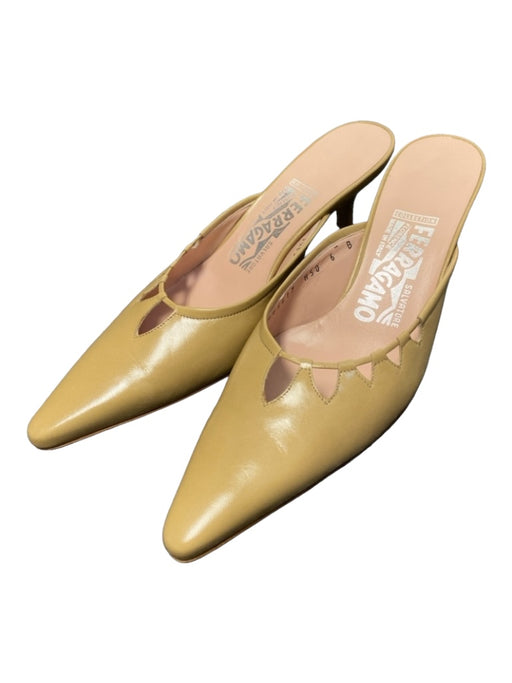 Salvatore Ferragamo Shoe Size 6 Beige Leather Pointed Rounded Toe Slip On Heels Beige / 6