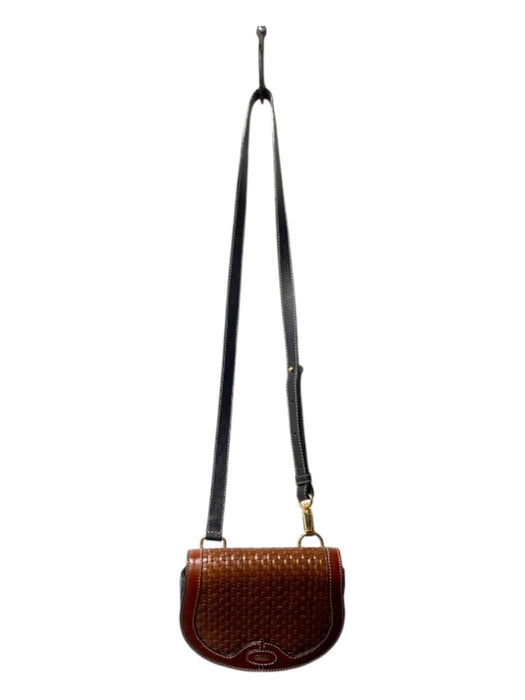 Bally Black & Bronze Leather Crossbody Snap Closure Gold Hardware Woven Purse Black & Bronze / XS