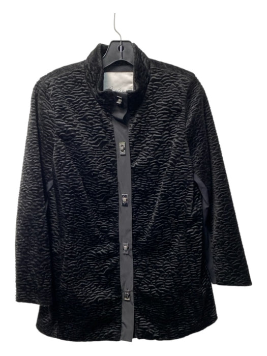 Carol Anderson Size Medium Black Polyester Textured Silver Hardware Jacket Black / Medium