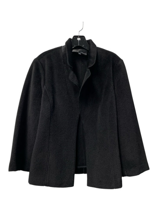 Vansi Fugel Size Medium Black Wool & Alpaca Open Front Collared short Jacket Black / Medium