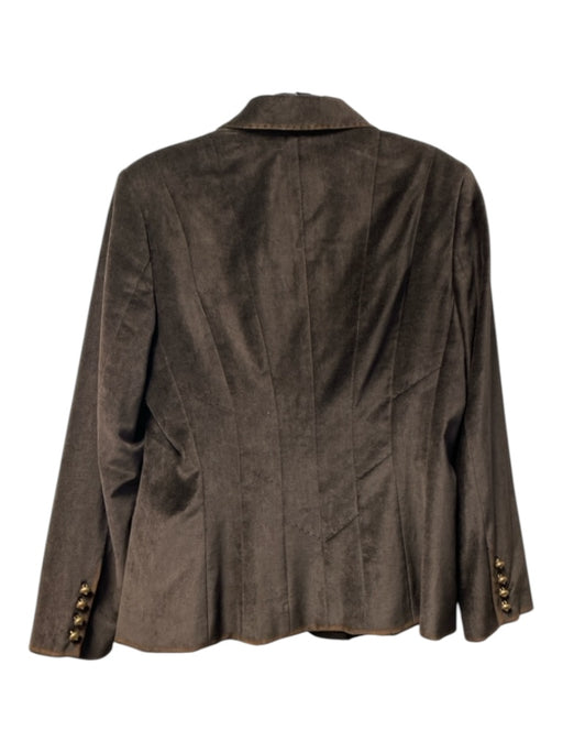 Elie Tahari Size 10 Chocolate Cotton Blend Bronze Hardware Front Pockets Jacket Chocolate / 10