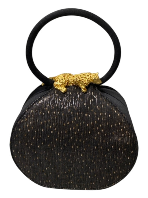 Rodo Black Gold hardware Cheetah Evening Snap Closure Bag Black / Small