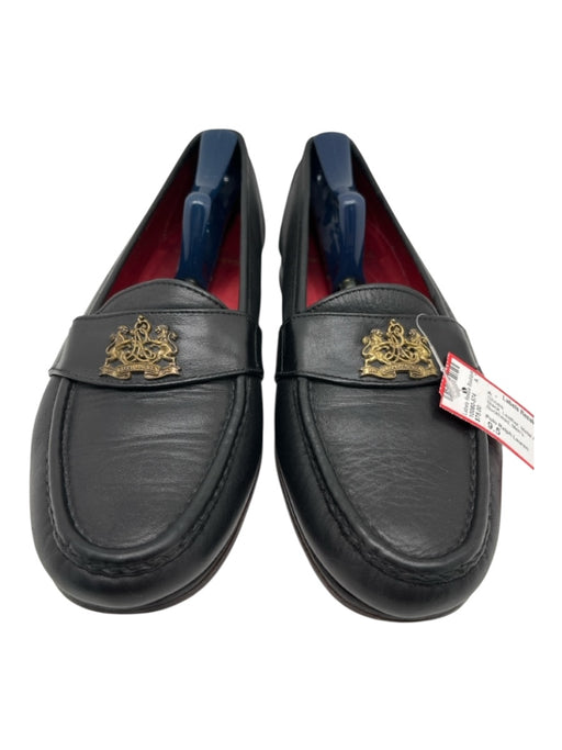 Polo Ralph Lauren Shoe Size 9.5 Black Leather Metal Application loafer Shoes Black / 9.5