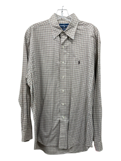 Polo Ralph Lauren Size M Green, Orange, Brown Cotton Plaid Long Sleeve Shirt Green, Orange, Brown / M