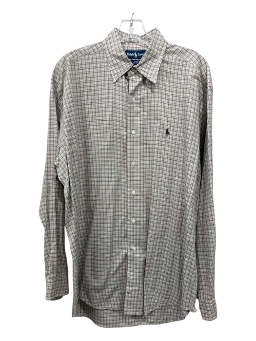 Polo Ralph Lauren Size M Green, Orange, Brown Cotton Plaid Long Sleeve Shirt Green, Orange, Brown / M