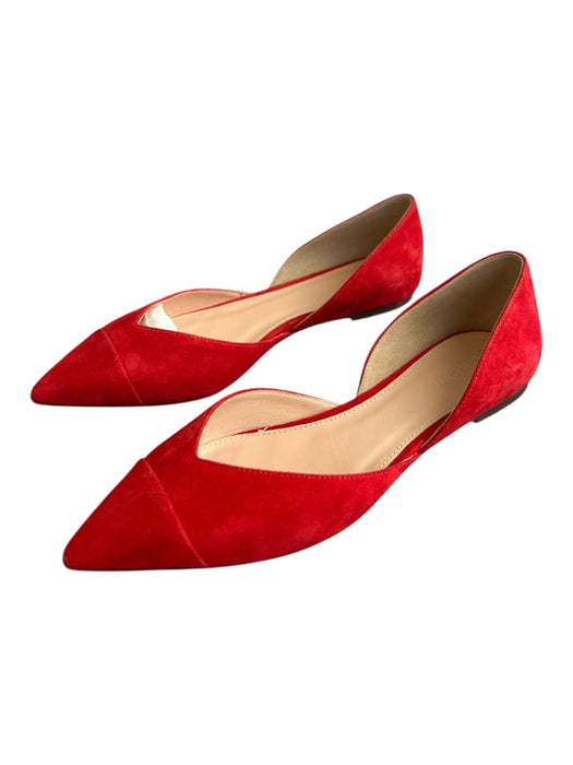 J. Crew Shoe Size 6 Red Suede Pointed Toe Flats Red / 6