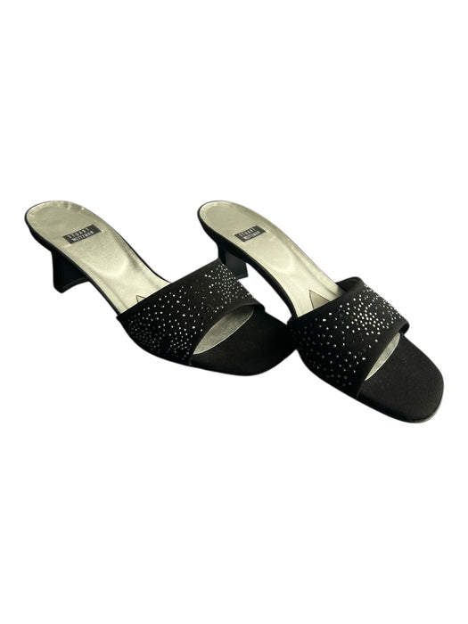 Stuart Weitzman Shoe Size 6 Black Nylon Rhinestone Mule Kitten Heel Sandals Black / 6