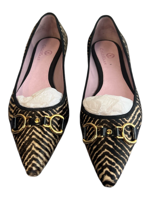 Cole Haan Shoe Size 6 Brown & Cream Pony Hair Gold hardware Pointed Toe Flats Brown & Cream / 6