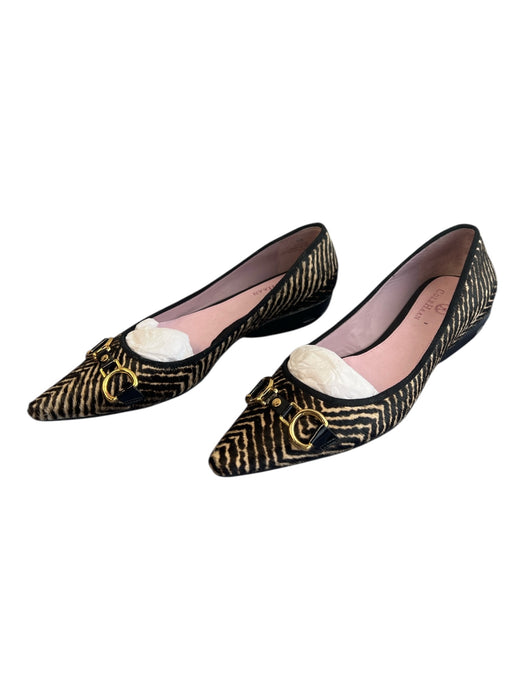 Cole Haan Shoe Size 6 Brown & Cream Pony Hair Gold hardware Pointed Toe Flats Brown & Cream / 6
