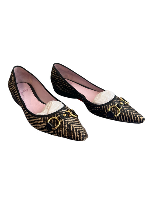 Cole Haan Shoe Size 6 Brown & Cream Pony Hair Gold hardware Pointed Toe Flats Brown & Cream / 6