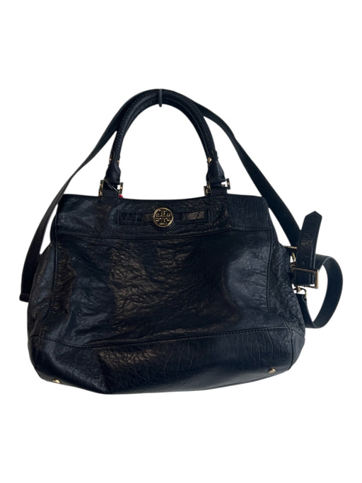 Tory Burch Black Leather Aged Calfskin Top Handle Crossbody Strap Bag Black / Medium