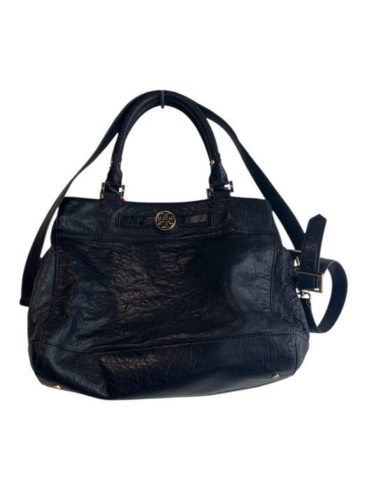 Tory Burch Black Leather Aged Calfskin Top Handle Crossbody Strap Bag Black / Medium