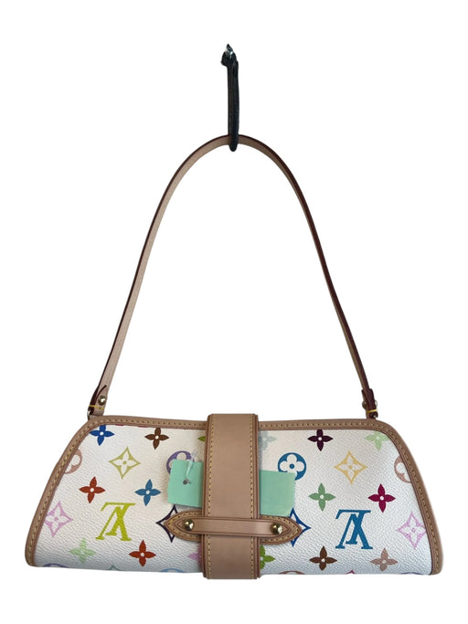 Louis Vuitton White & Multi Print Coated Canvas Monogram Leather Accents Bag White & Multi Print / XS