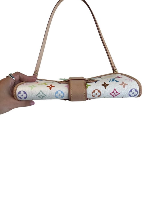Louis Vuitton White & Multi Print Coated Canvas Monogram Leather Accents Bag White & Multi Print / XS