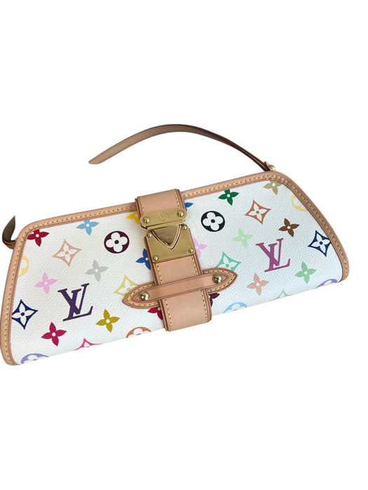 Louis Vuitton White & Multi Print Coated Canvas Monogram Leather Accents Bag White & Multi Print / XS