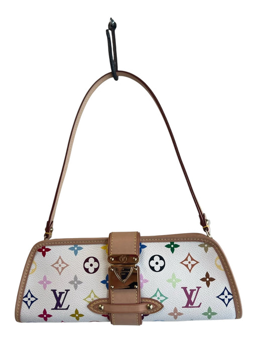 Louis Vuitton White & Multi Print Coated Canvas Monogram Leather Accents Bag White & Multi Print / XS