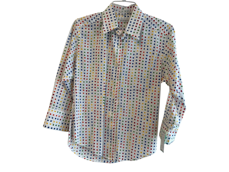 Jill McGowan Size Est S White & Multi No Fabric Tag Long Sleeve Polka Dot Top White & Multi / Est S