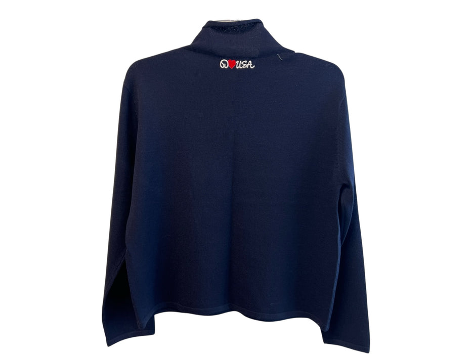 St John Size P Navy Blue No Fabric Tag Long Sleeve Knit turtle neck Sweater Top Navy Blue / P