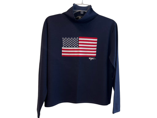 St John Size P Navy Blue No Fabric Tag Long Sleeve Knit turtle neck Sweater Top Navy Blue / P