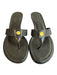 Eric Javits Shoe Size 6 Black Leather open toe Thong sandal Gold Detail Shoes Black / 6
