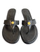 Eric Javits Shoe Size 6 Black Leather open toe Thong sandal Gold Detail Shoes Black / 6