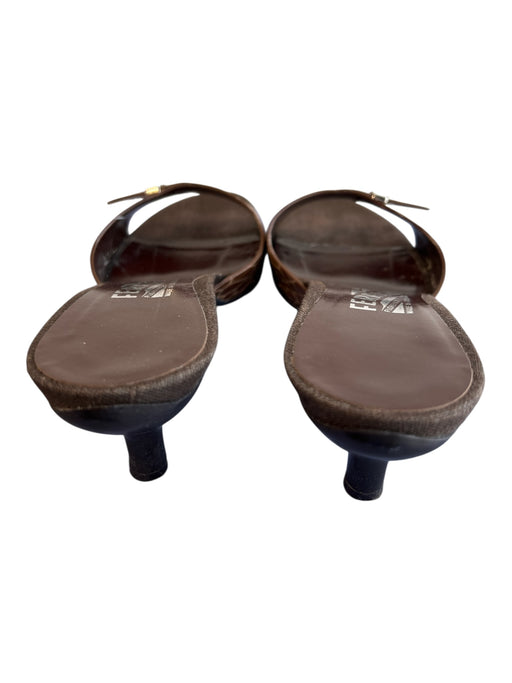 Salvatore Ferragamo Shoe Size 6.5 Brown Leather open toe Crocodile Print Shoes Brown / 6.5