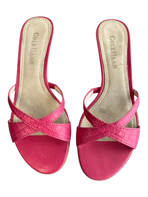 Cole Haan Shoe Size 6 Pink Leather Criss Cross Straps Open Toe Mule Shoes Pink / 6