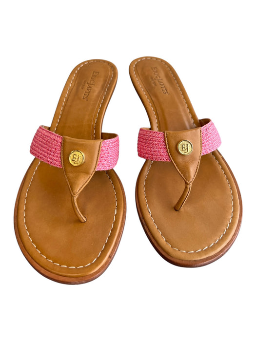 Eric Javits Shoe Size 6 Brown & Pink Leather open toe Thong sandal Shoes Brown & Pink / 6