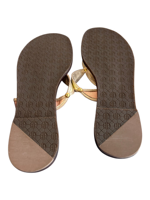Tory Burch Shoe Size 6 Beige Leather Upper Thong Strap Gold detail Flats Shoes Beige / 6