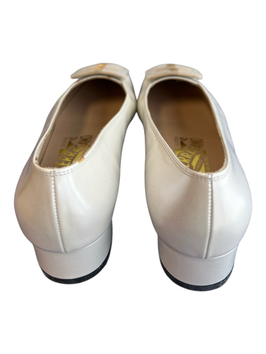 Salvatore Ferragamo Shoe Size 5.5 White Leather Square Toe Gold detail Shoes White / 5.5