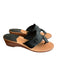 Jack Rogers Brown & Black Leather Toe Strap Floral Open Toe Wedge Shoes Brown & Black