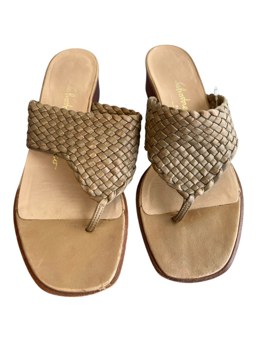 Salvatore Ferragamo Shoe Size 6 Brown Leather Woven Detail Thong Strap Shoes Brown / 6