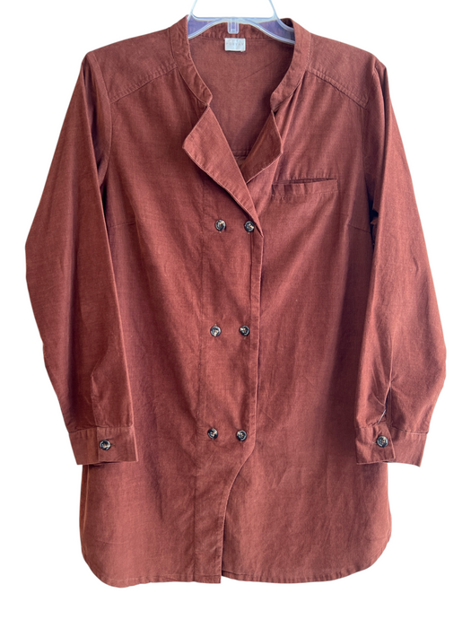 Poetry Size 10 Brown Cotton Ribbed Long Sleeve Double Button Detail Tunic Brown / 10