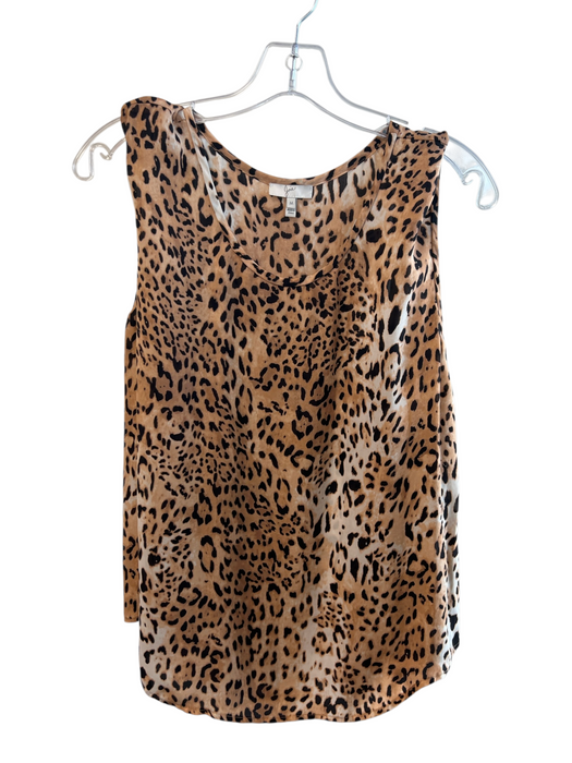Joie Size Medium Tan & black Silk Sleeveless Animal Print Round Neck Shell Top Tan & black / Medium