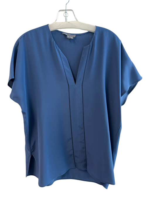 Vince Size Small Blue Silk Drop Shoulder V Neck Tunic Top Blue / Small