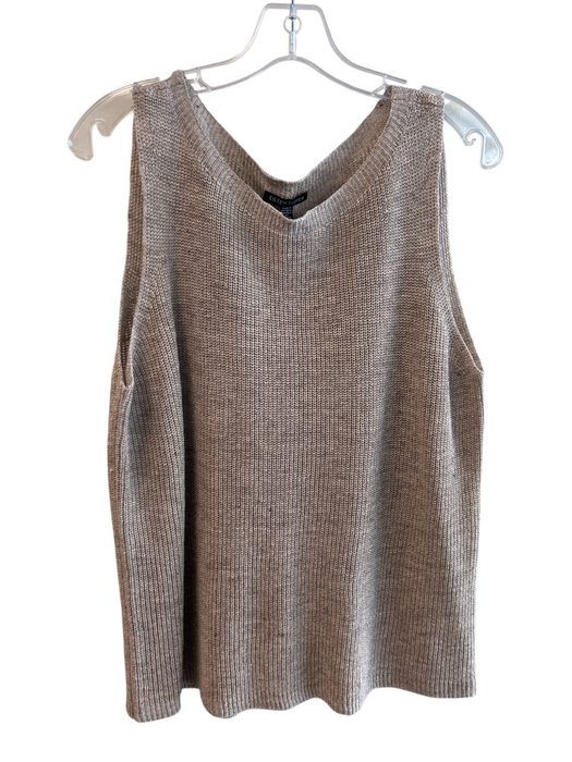 Eileen Fisher Size Medium Oatmeal Organic Linen Sleeveless Round Neck Knit Top Oatmeal / Medium