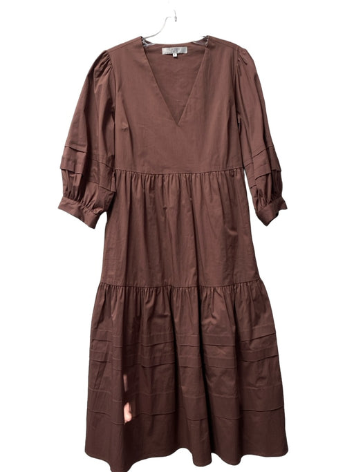 Crosby Size S Brown Missing Fabric Tag V Neck Maxi 3/4 Balloon Sleeve Dress Brown / S