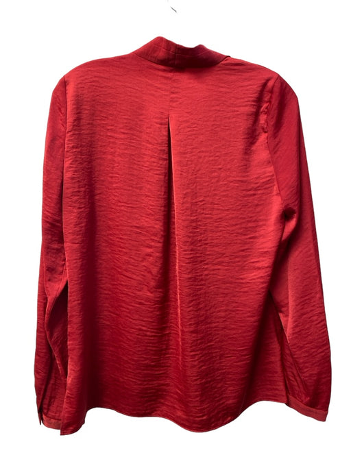 Kobi Halperin Size S Red Polyester V Neck Long Sleeve Button Cuff Side Slit Top Red / S