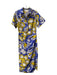 Cleobella Size XS Blue, White & Yellow Cotton Slit Abstract Floral Midi Dress Blue, White & Yellow / XS