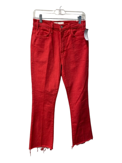 Mother Size 27 Bright red Cotton Zip Fly Frayed Hem Straight Leg 5 Pocket Jeans Bright red / 27