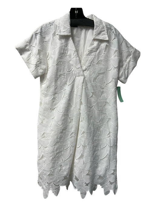 Inclan Studio Size XS White Polyester Short Sleeve Collar Butterfly Print Dress White / XS
