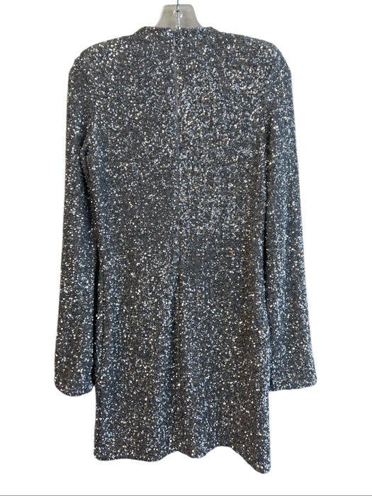 & Other Stories Size S Silver Polyamide Blend Round Neck Long Sleeve Dress Silver / S