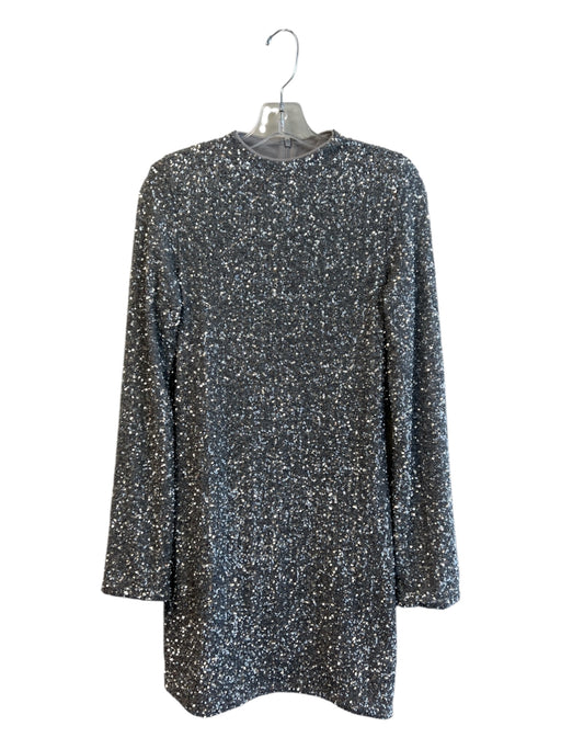 & Other Stories Size S Silver Polyamide Blend Round Neck Long Sleeve Dress Silver / S